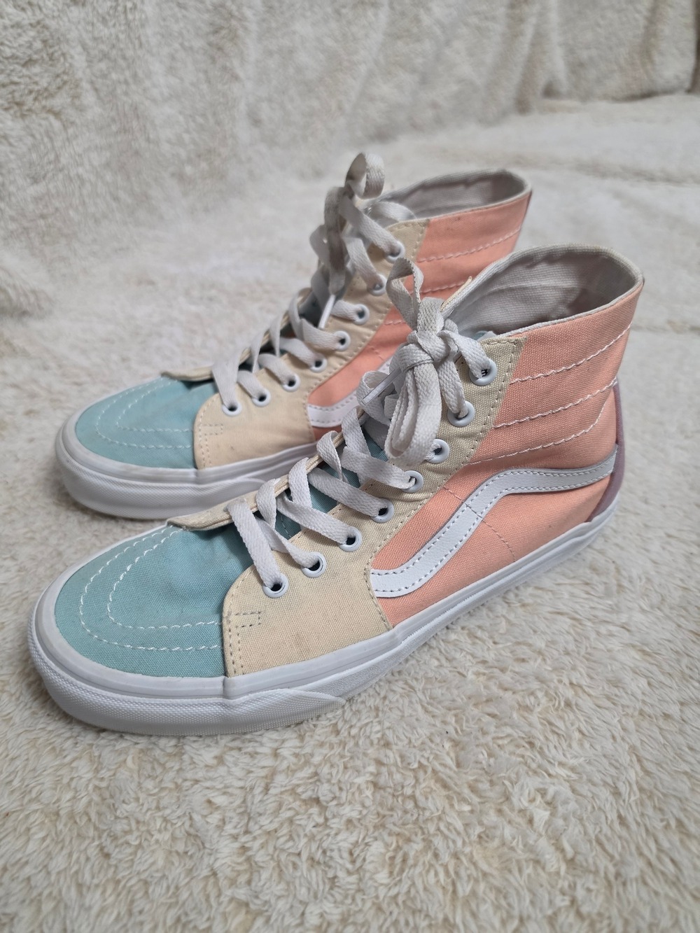Vans Skate High Top Sneakers Pastel Multi Colorblock Women 9.5 Men 8